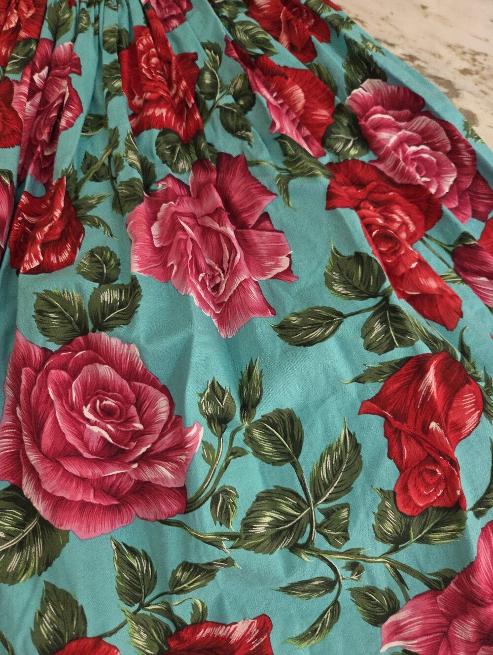 Bernie Dexter Paris Style Red And Pink Large Rose Print Swing Dress Size M - Picture 5 of 8